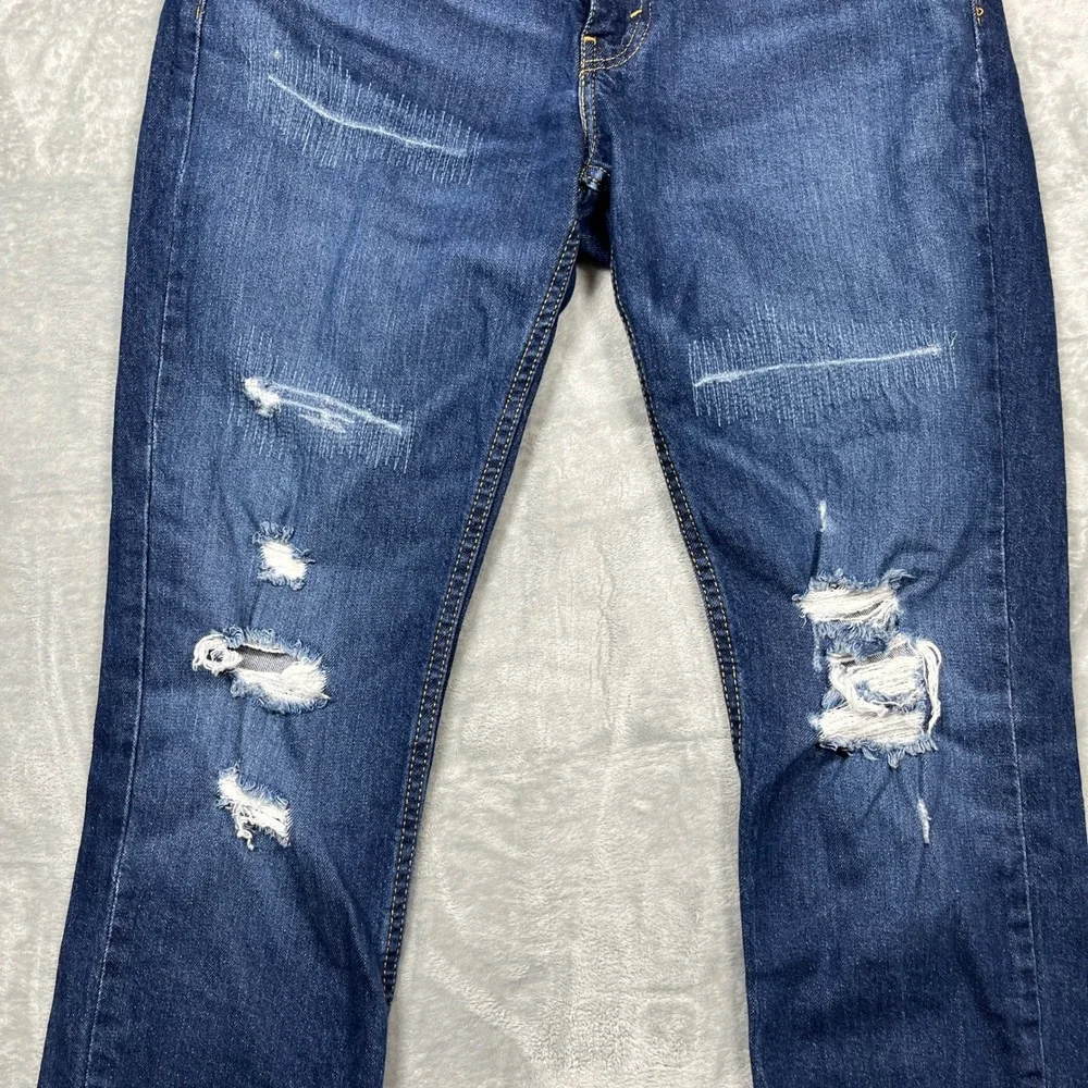 Levis 511 Slim Fit Jeans Mens 31x32 Dark Wash Blue Distressed Ripped